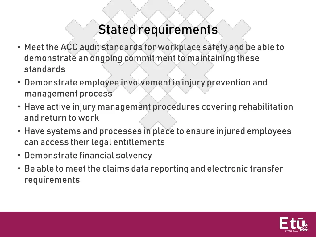 stated requirements