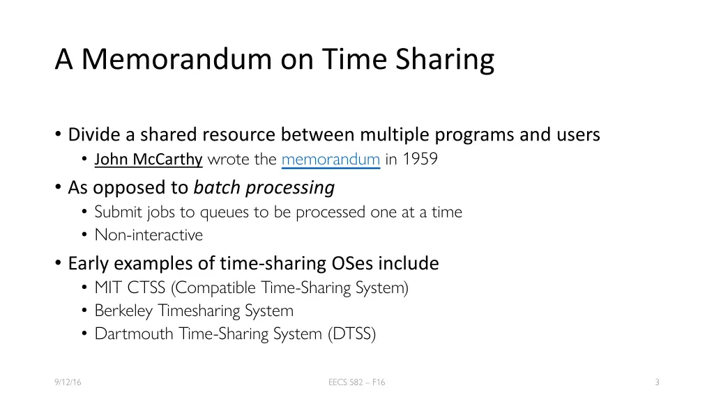 a memorandum on time sharing