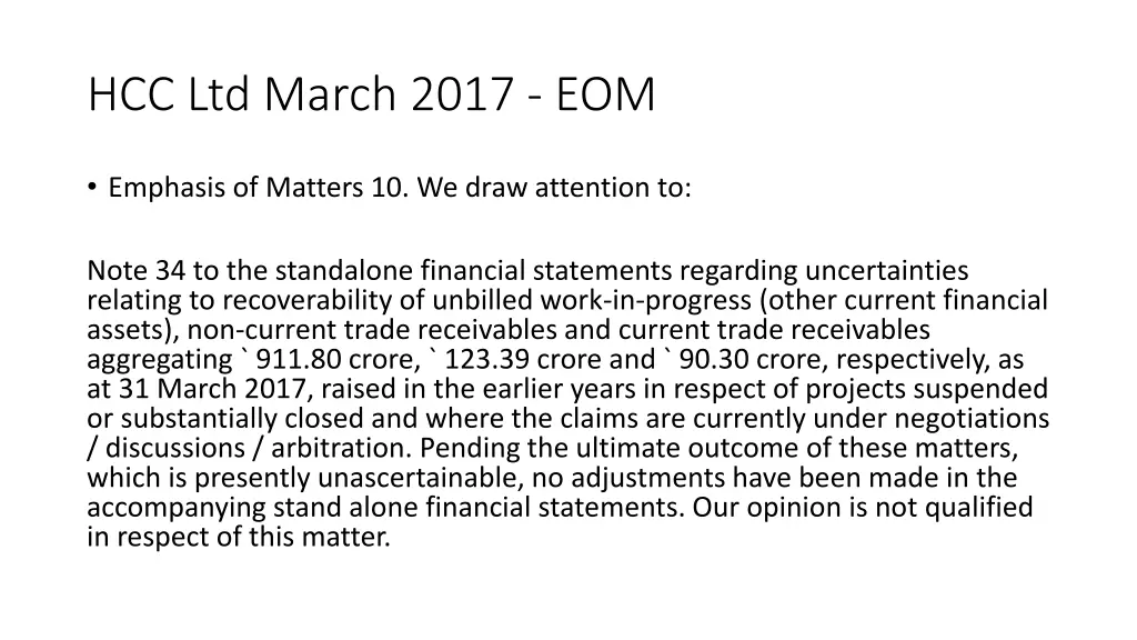 hcc ltd march 2017 eom