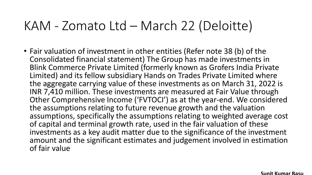 kam zomato ltd march 22 deloitte