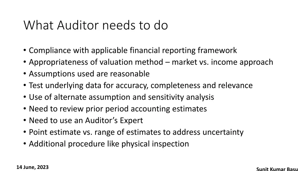 what auditor needs to do 1