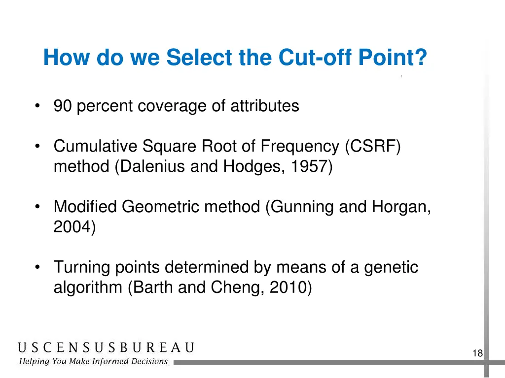 how do we select the cut off point