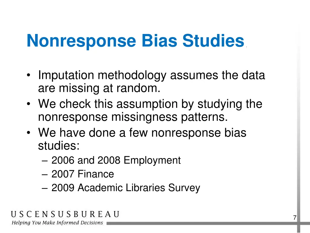 nonresponse bias studies