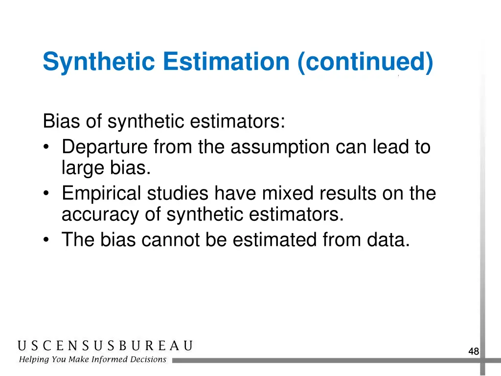 synthetic estimation continued 3