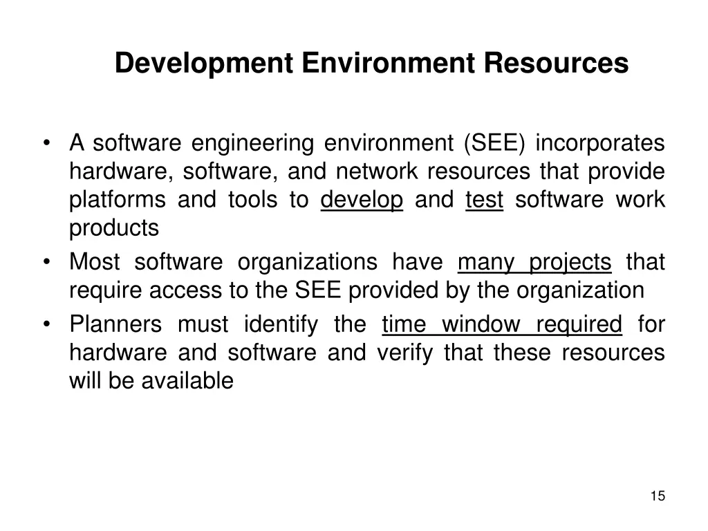 development environment resources