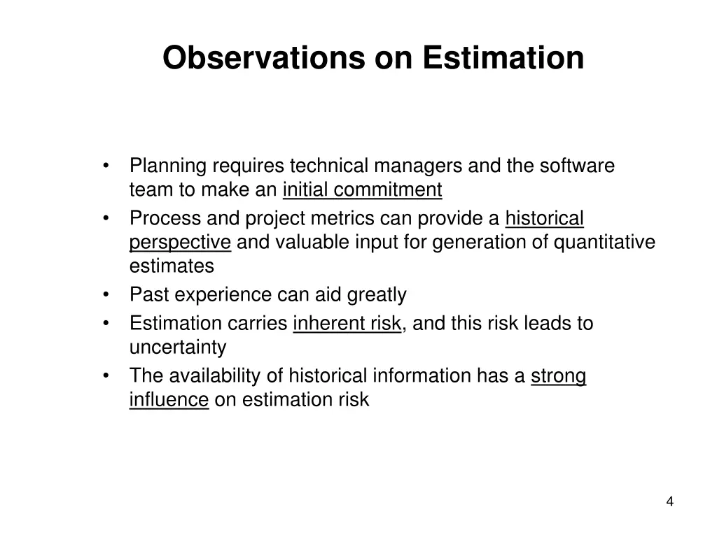 observations on estimation