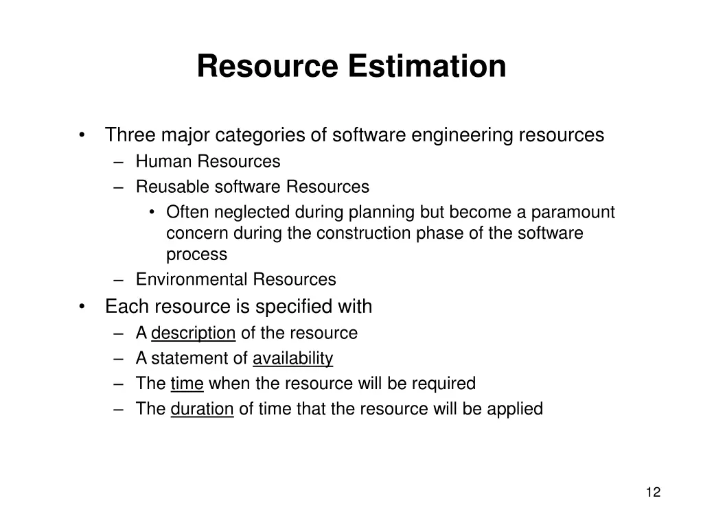 resource estimation