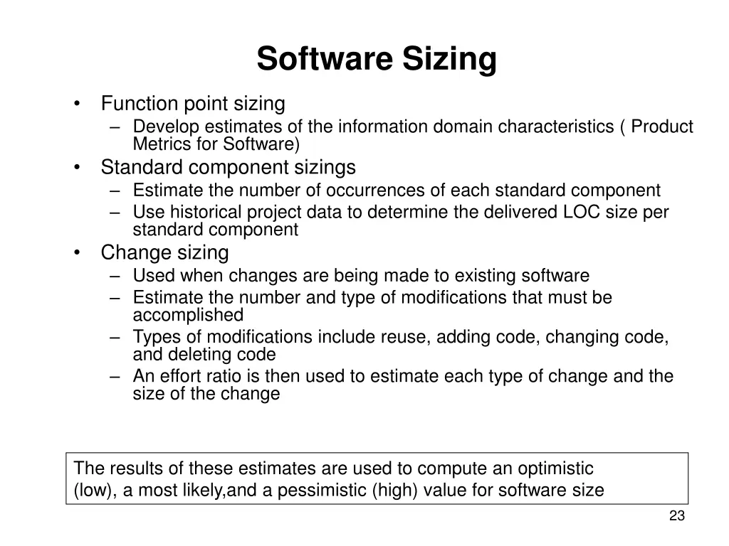 software sizing