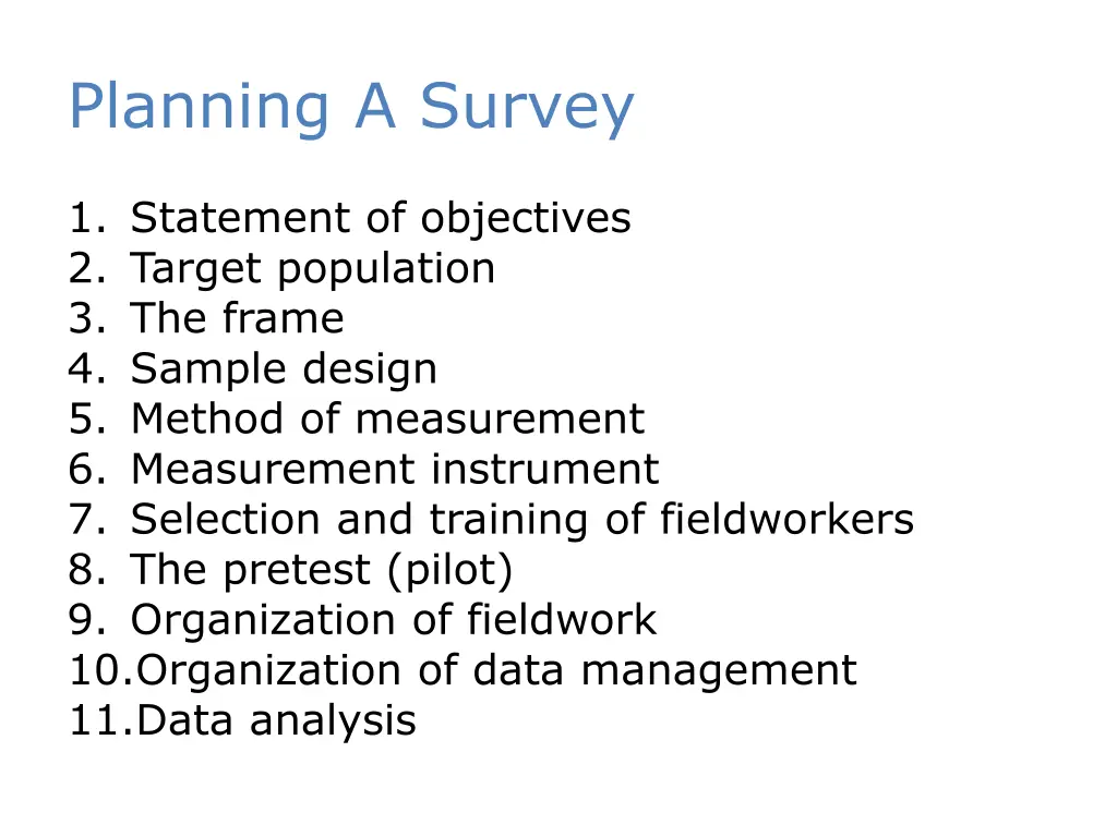 planning a survey 1