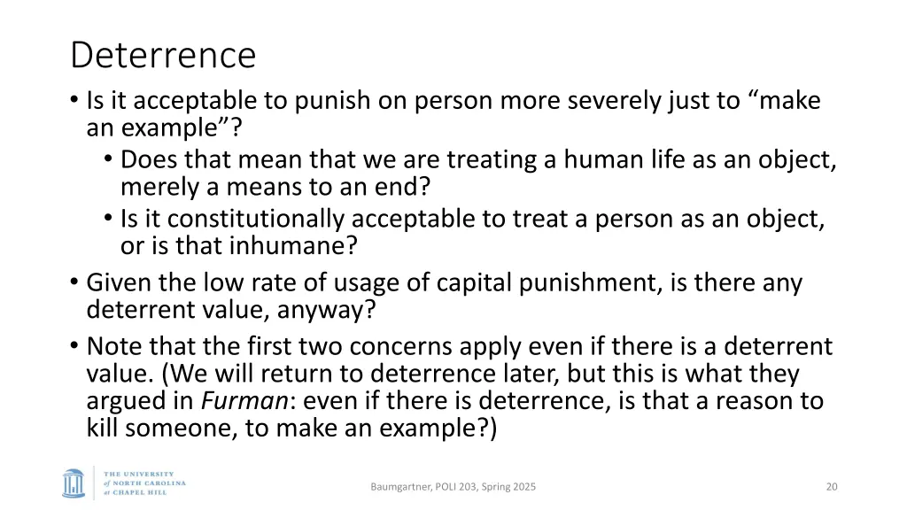deterrence is it acceptable to punish on person
