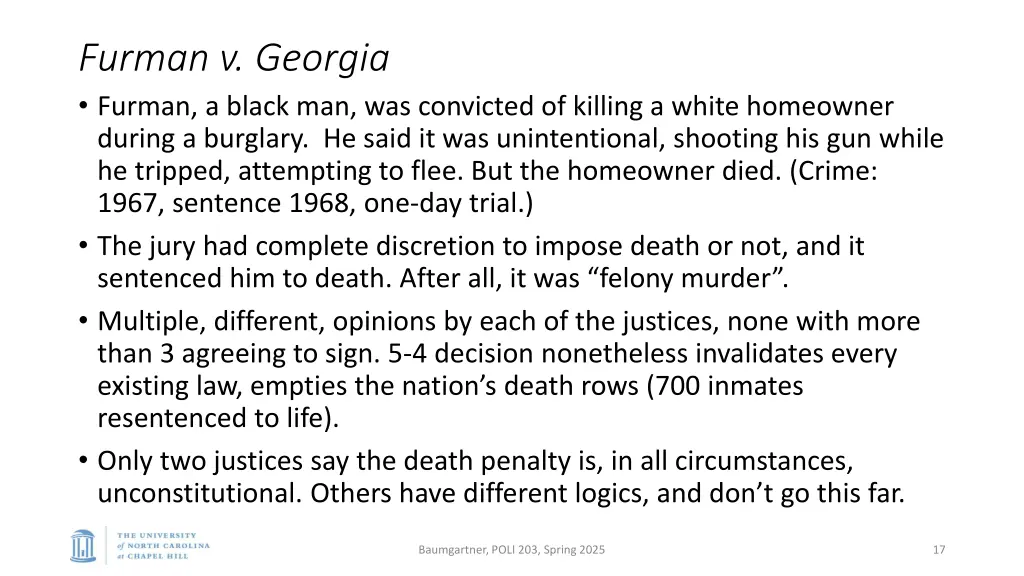 furman v georgia furman a black man was convicted