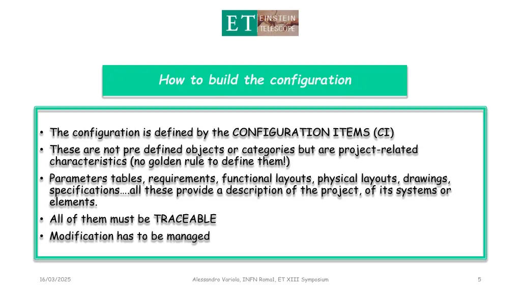 how to build the configuration