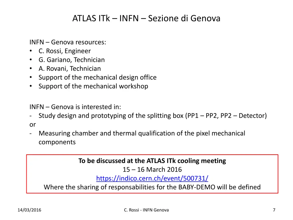 atlas itk infn sezione di genova 1