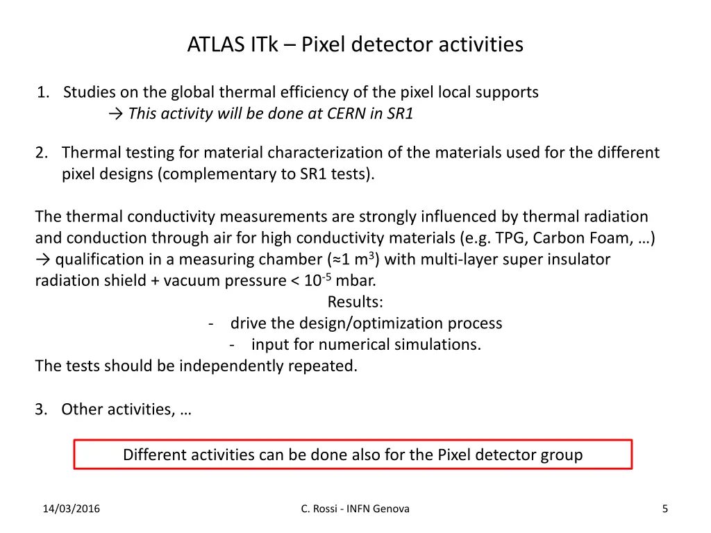 atlas itk pixel detector activities