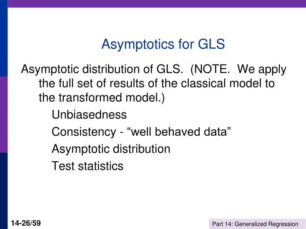 asymptotics for gls