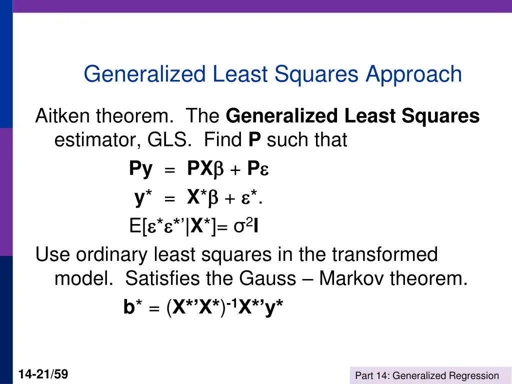 generalized least squares approach