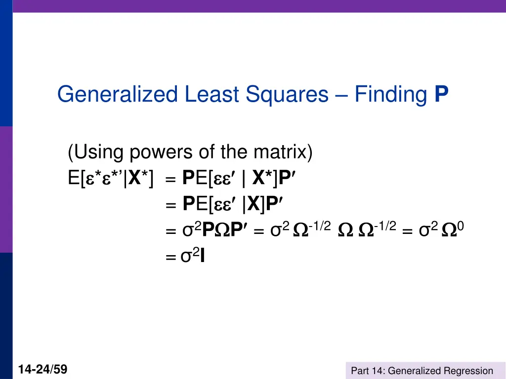 generalized least squares finding p 1