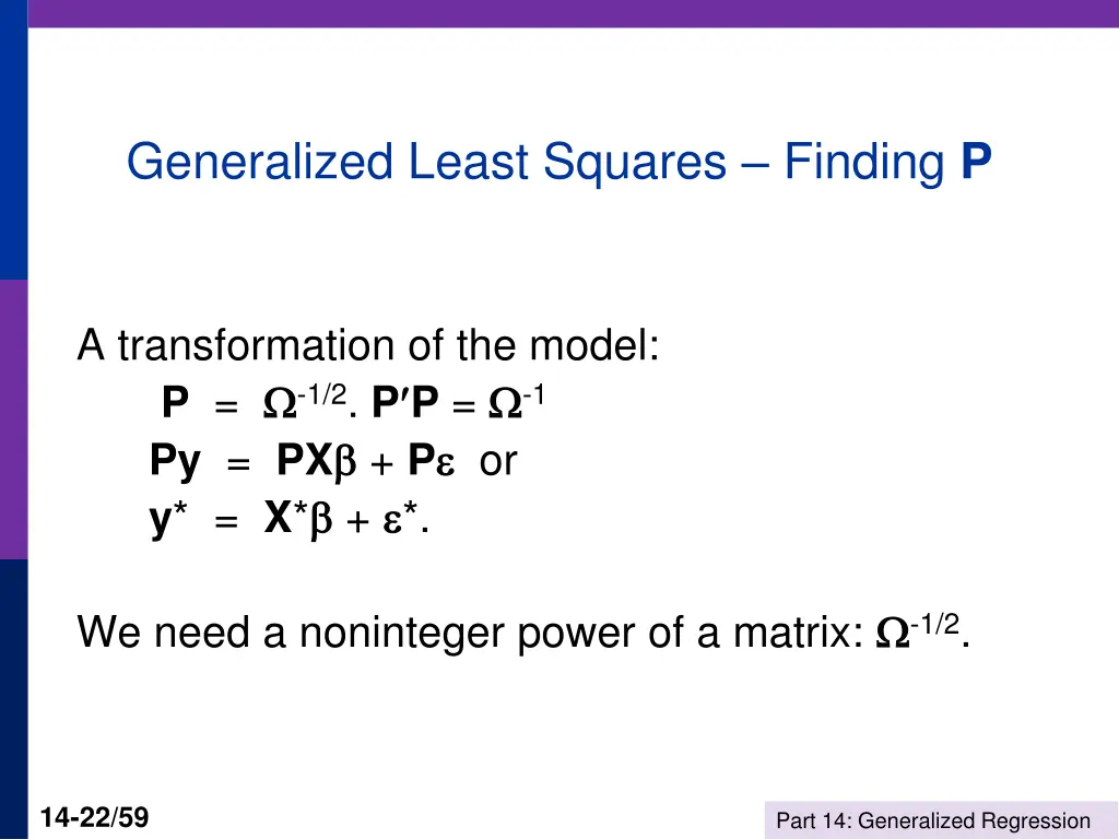 generalized least squares finding p
