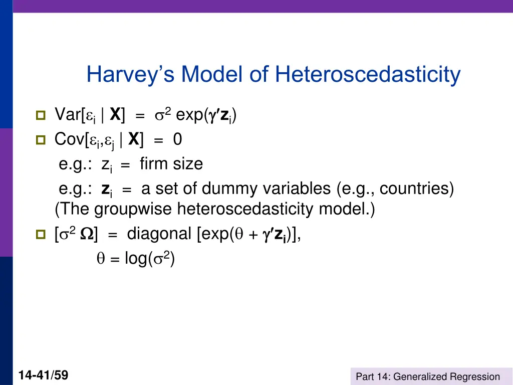 harvey s model of heteroscedasticity