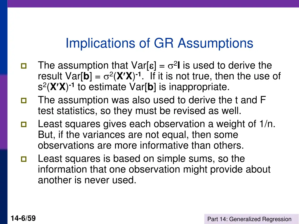 implications of gr assumptions
