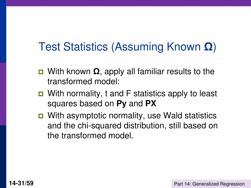 test statistics assuming known