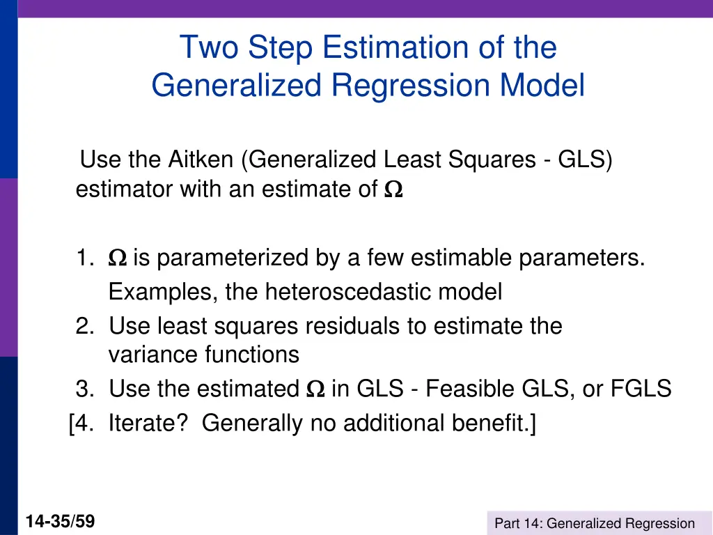 two step estimation of the generalized regression