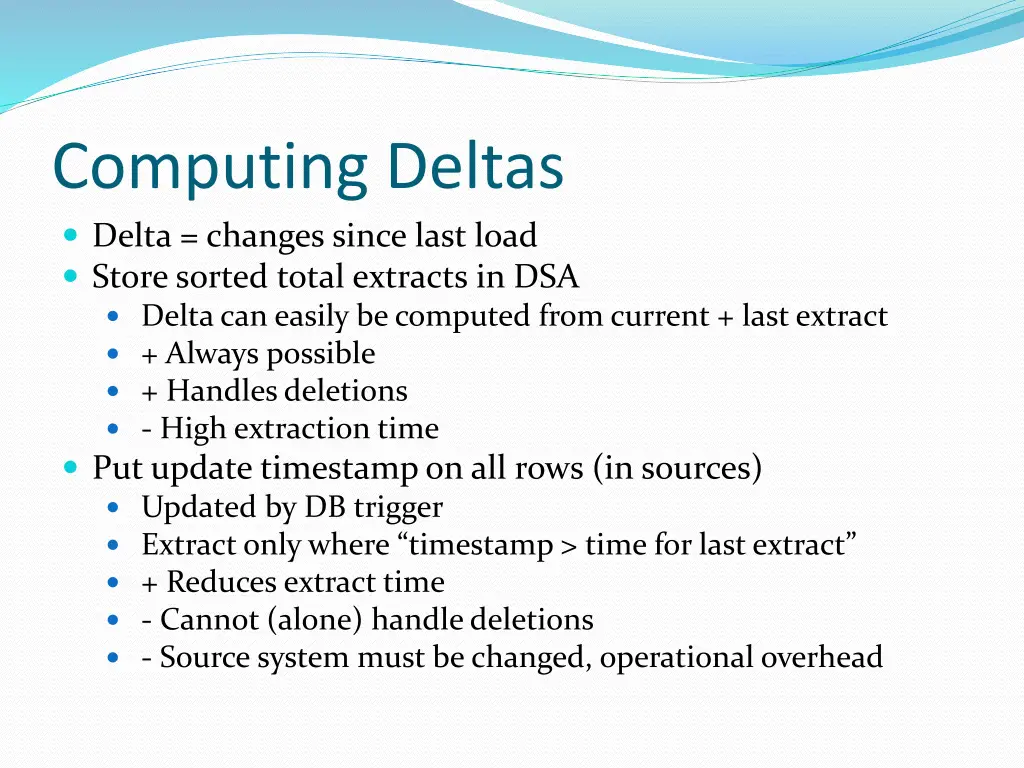 computing deltas delta changes since last load