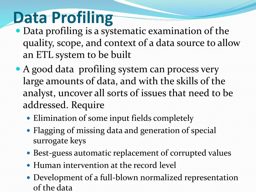data profiling data profiling is a systematic