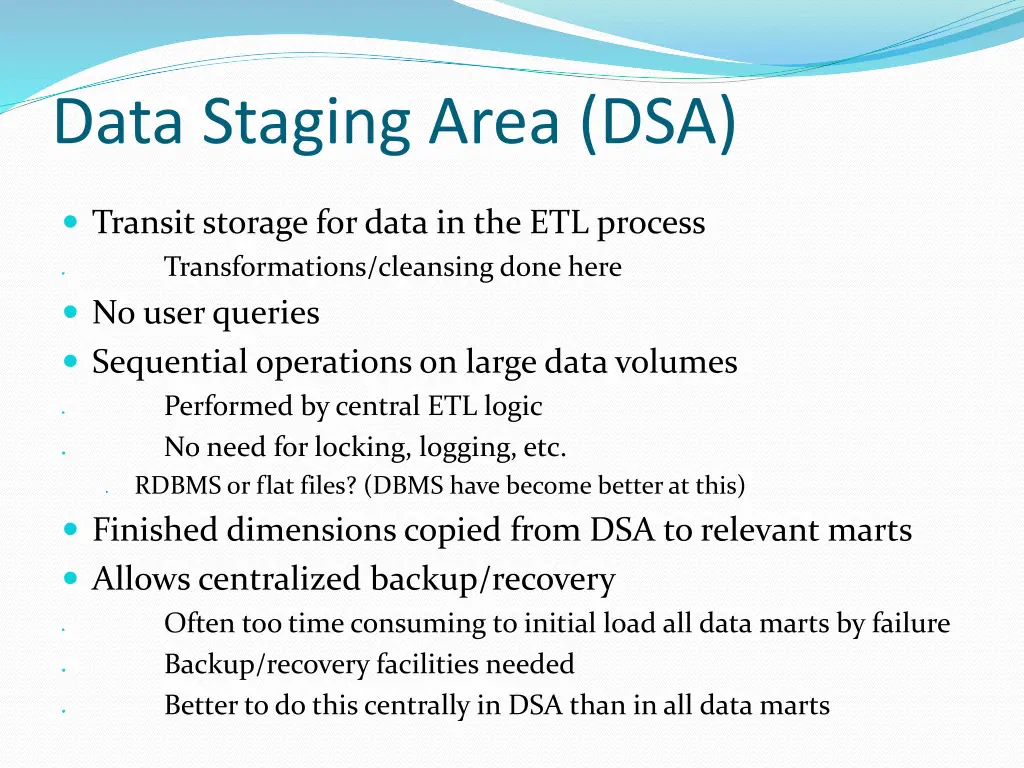 data staging area dsa