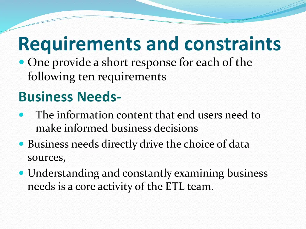 requirements and constraints one provide a short