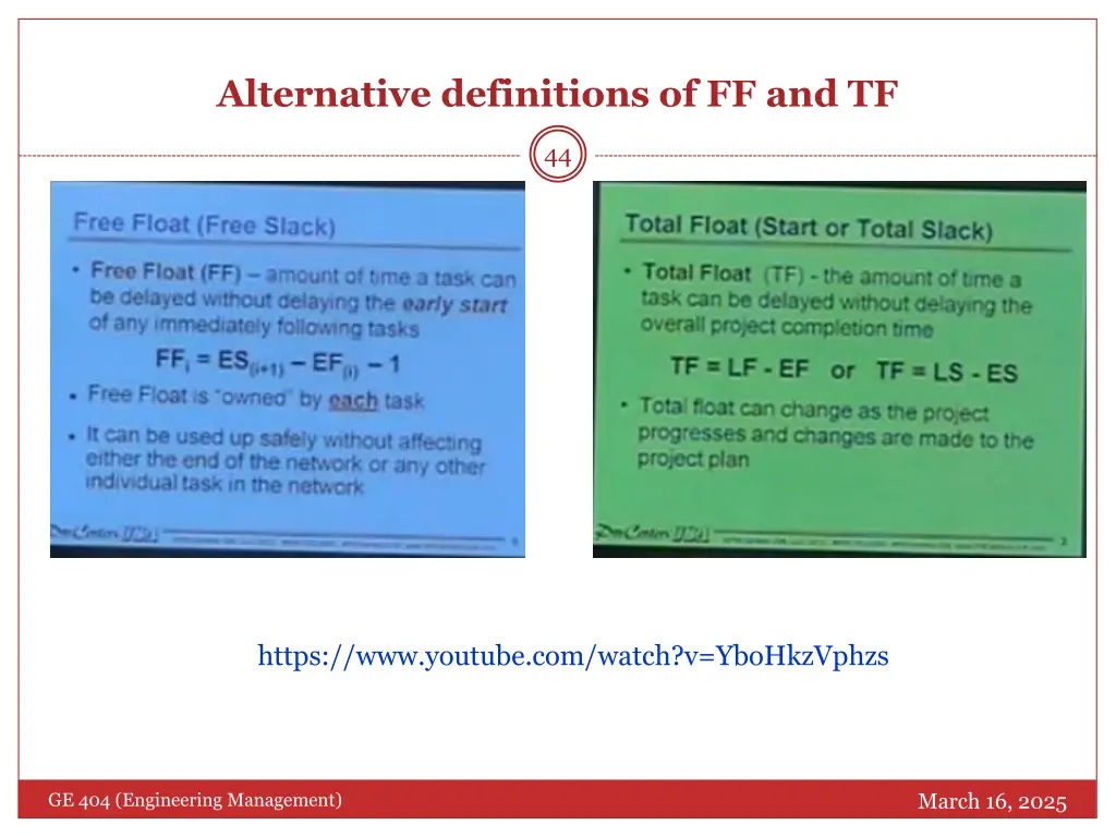 alternative definitions of ff and tf