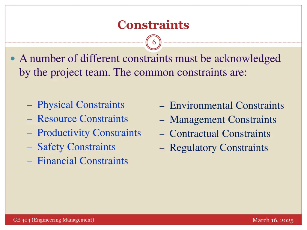 constraints