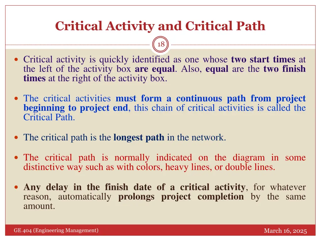 critical activity and critical path