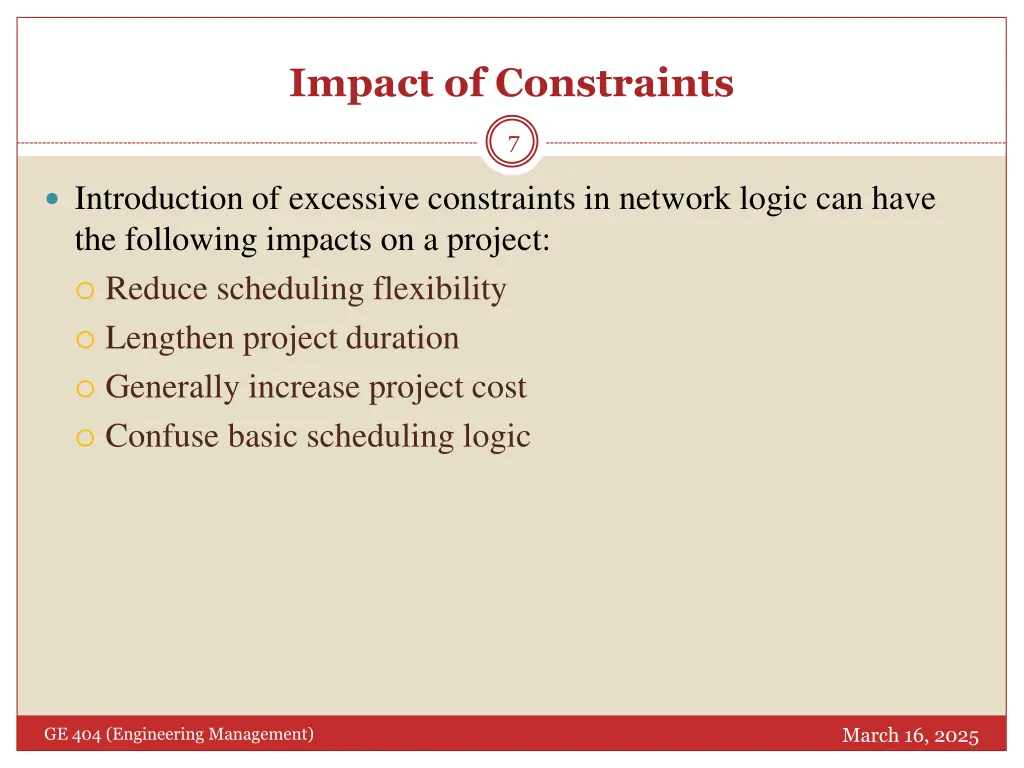 impact of constraints