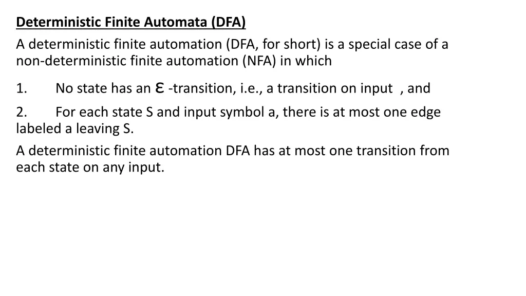 deterministic finite automata dfa a deterministic