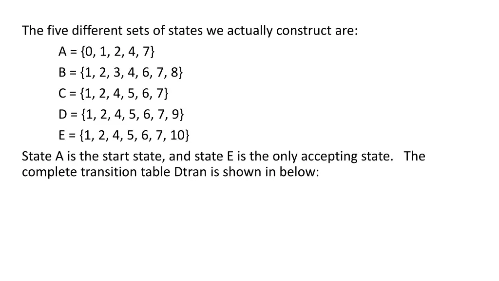 the five different sets of states we actually