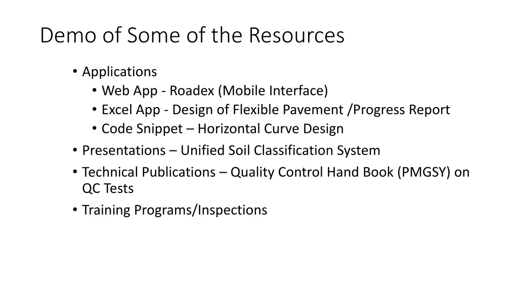 demo of some of the resources