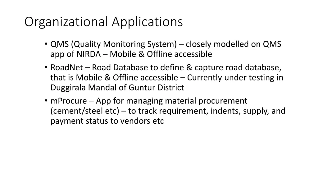 organizational applications