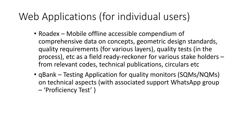 web applications for individual users
