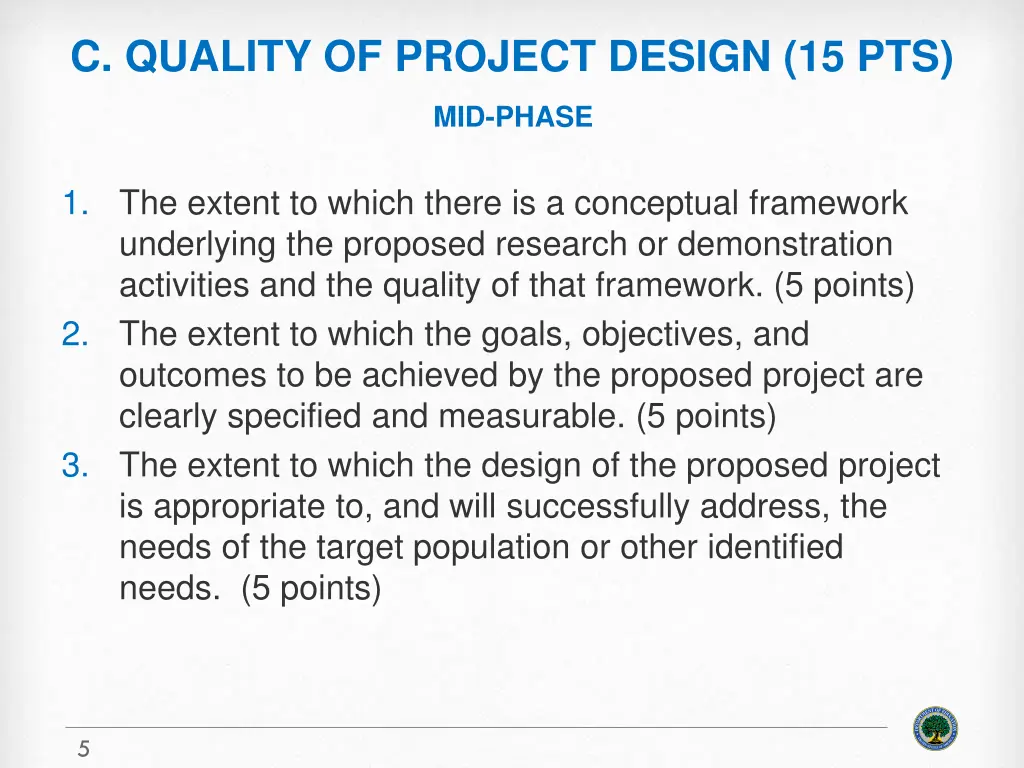 c quality of project design 15 pts