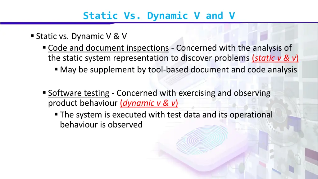 static vs dynamic v and v