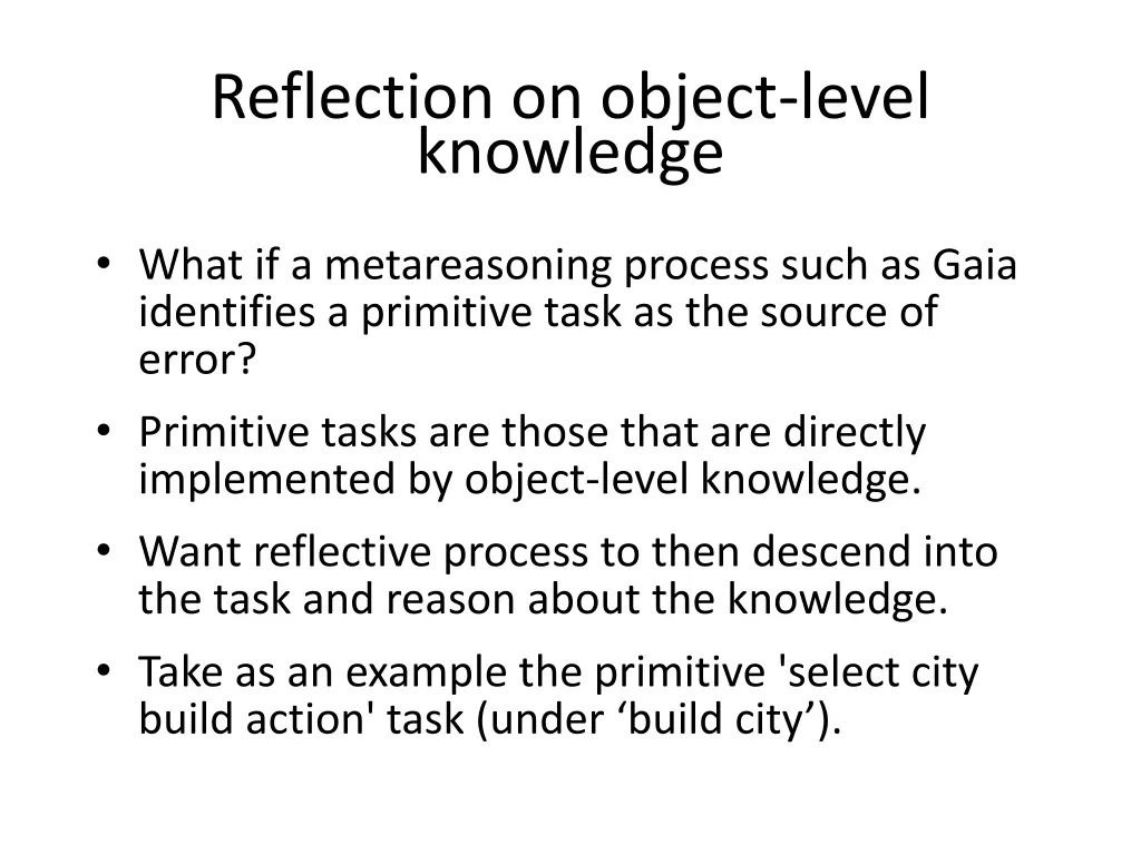 reflection on object level knowledge