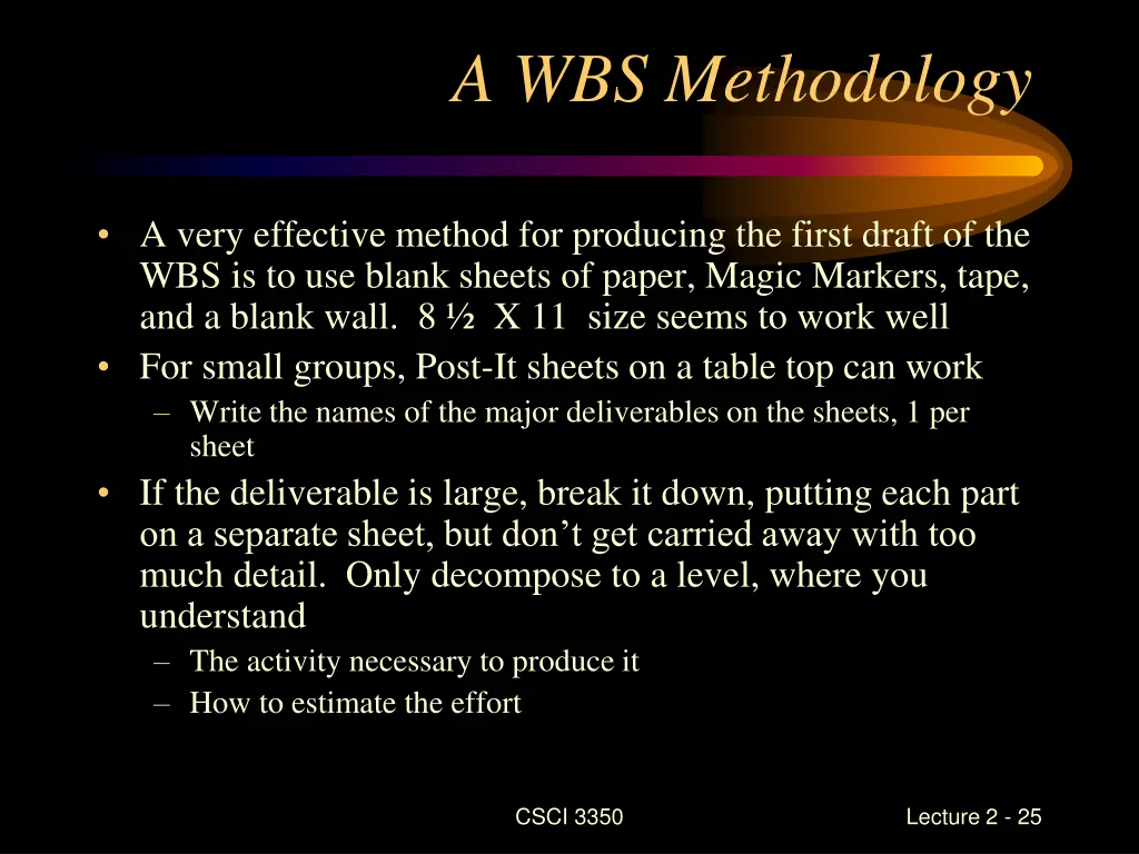 a wbs methodology