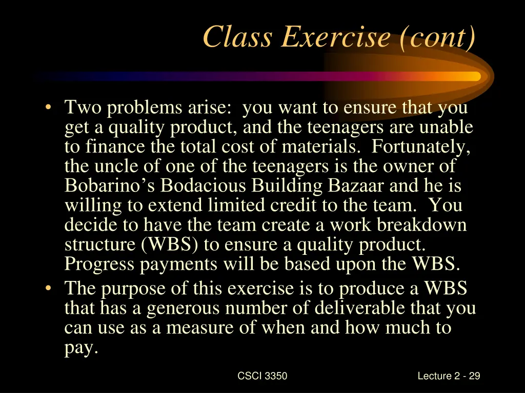 class exercise cont