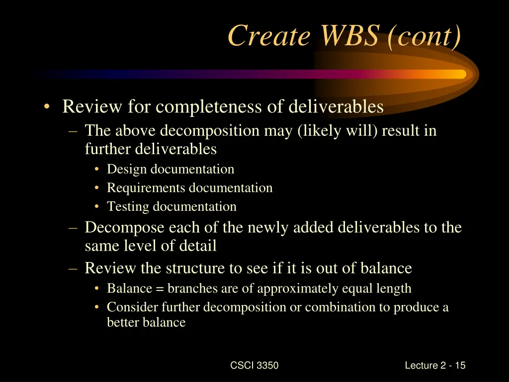 create wbs cont 1