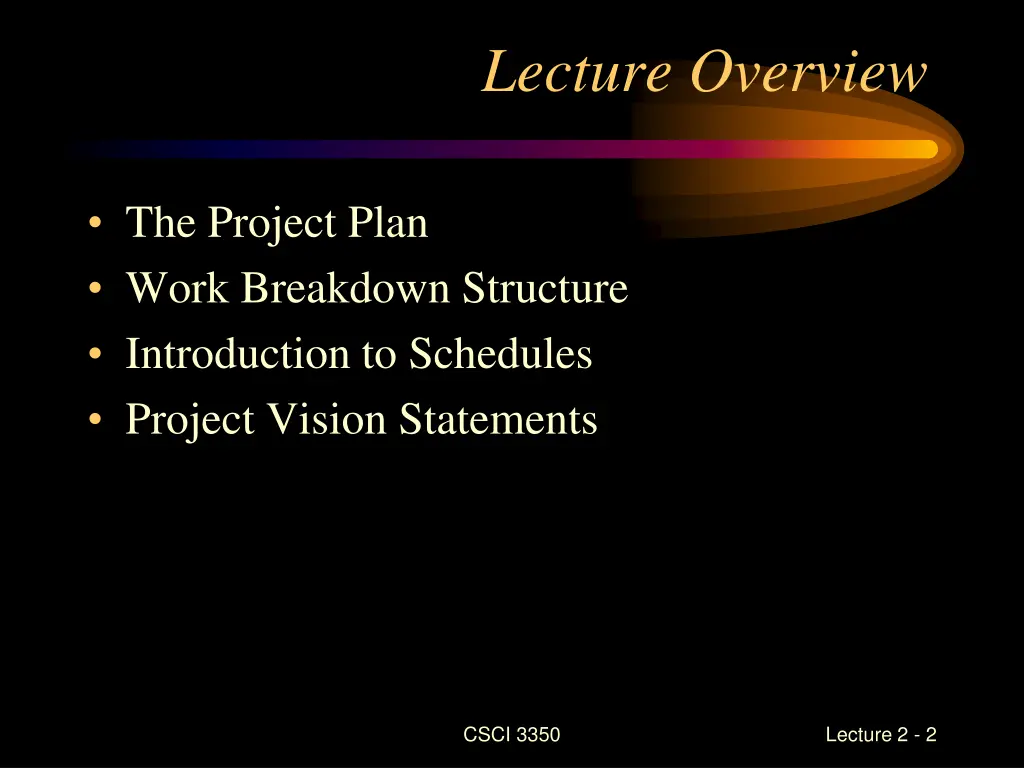 lecture overview