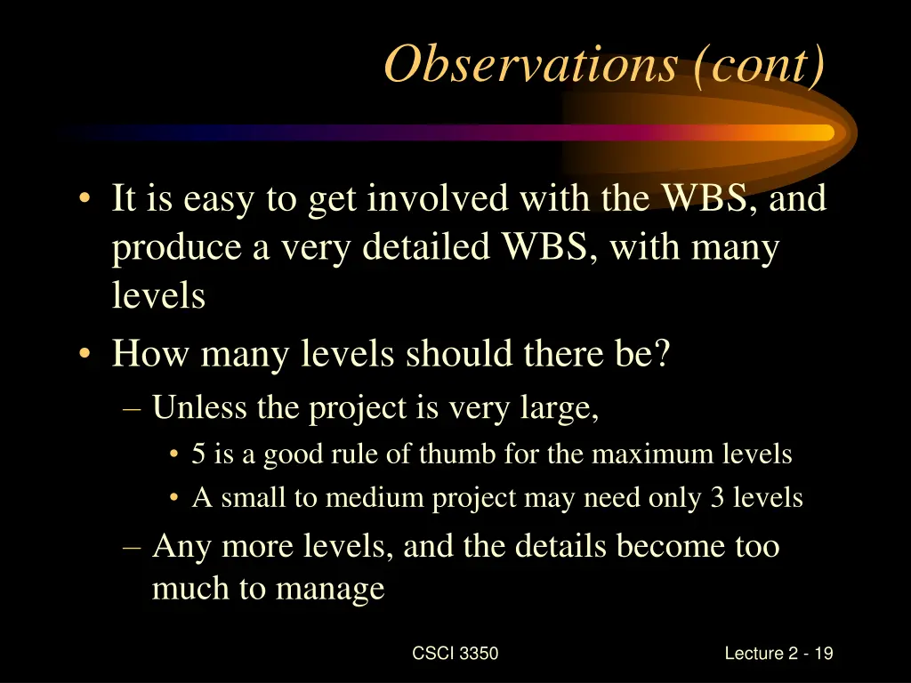 observations cont