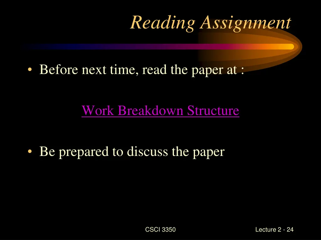 reading assignment