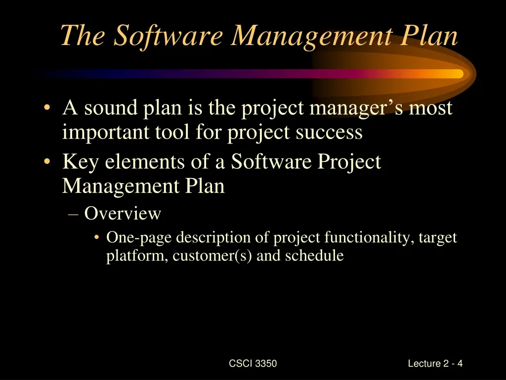 the software management plan