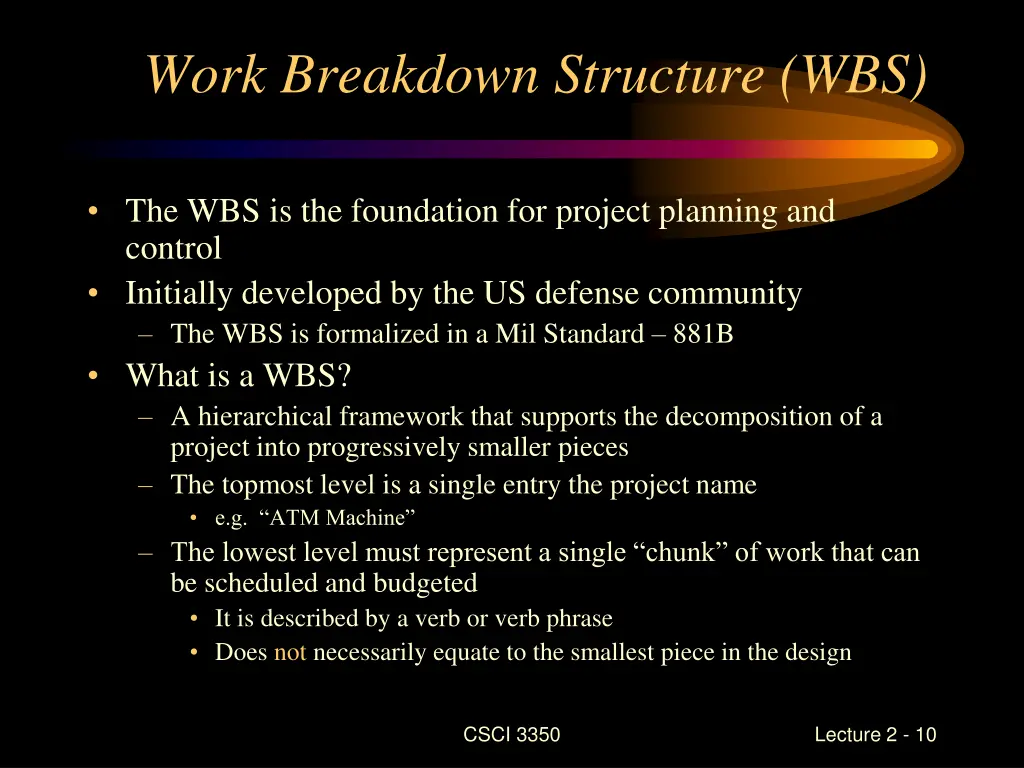 work breakdown structure wbs